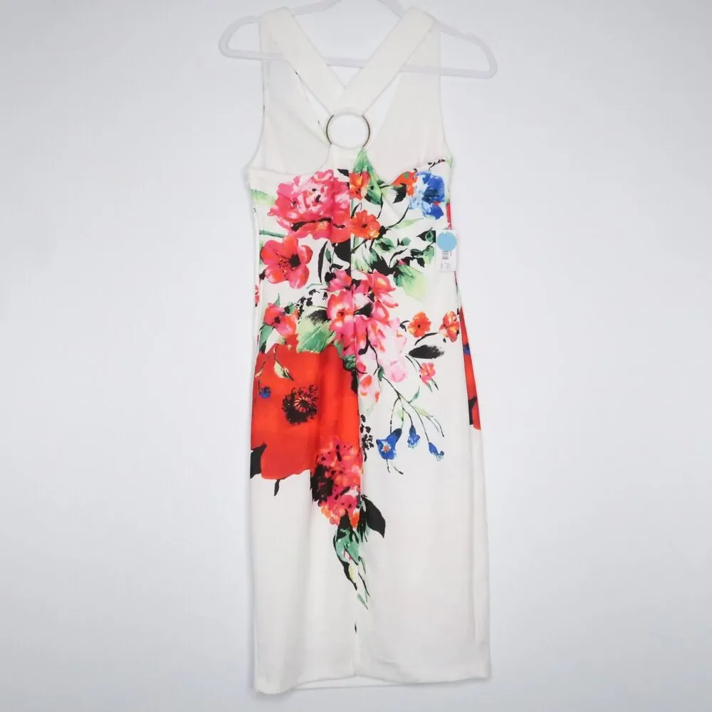 Premier Amour Womens Halter‎ Dress Size 8 White Wedding Floral Vacation Event